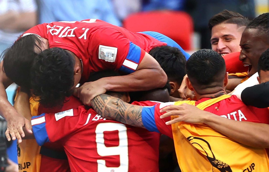 Costa Rica celebra el gol ante Japón EFE/EPA/Ali Haider